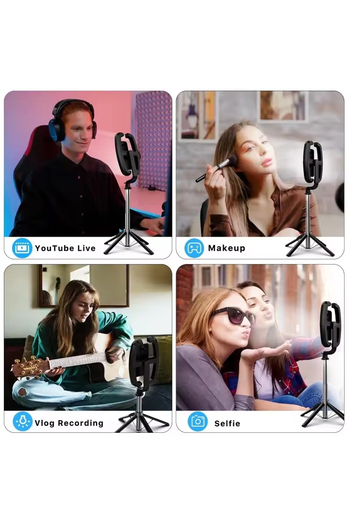Monopod Tripod Led Işık Selfie Kumandalı Tripod 138cm Canlı Yayın Telefon Tutcusu