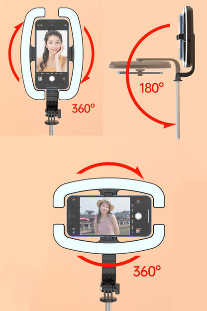 Monopod Tripod Led Işık Selfie Kumandalı Tripod 138cm Canlı Yayın Telefon Tutcusu