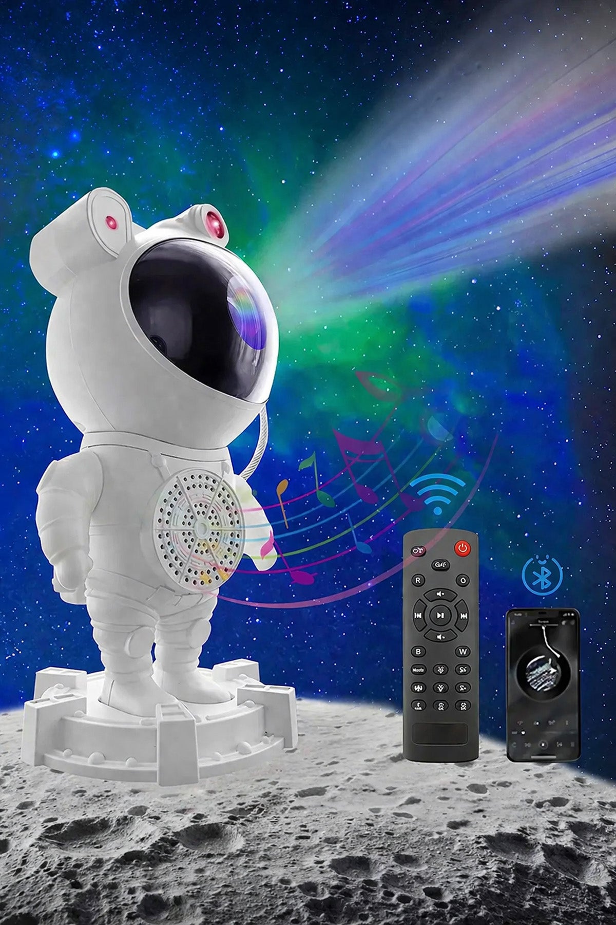 Astronot Star Galaxy Projektör Gece Lambası Bluetooth Hoparlör Uzay Galaksi Yıldız Animasyon Kumandalı