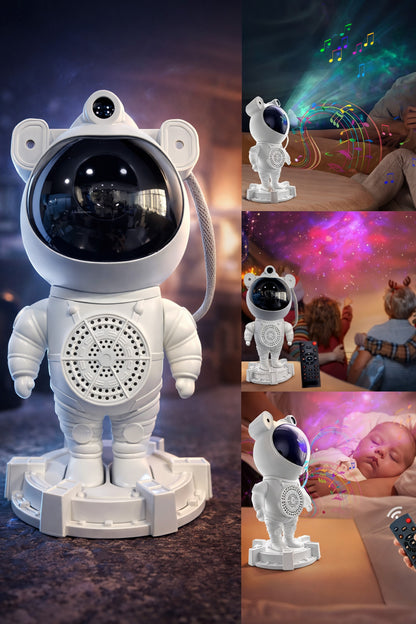 Astronot Star Galaxy Projektör Gece Lambası Bluetooth Hoparlör Uzay Galaksi Yıldız Animasyon Kumandalı