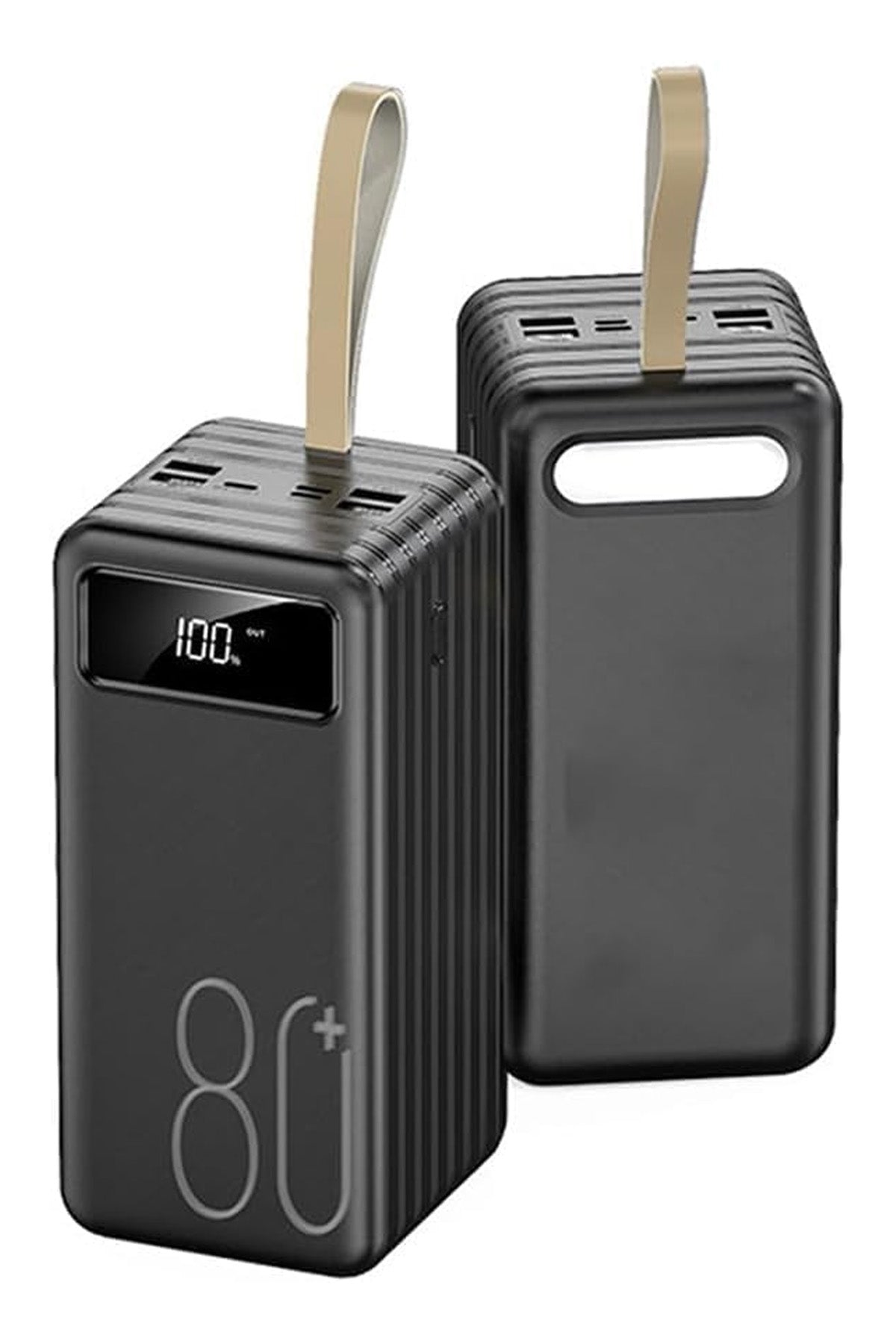 80.000mAh Powerbank Kamp Led Işıklı Kendinden Kablolu Powerbank 4xUsb-1TypeC-1Lightning Giriş