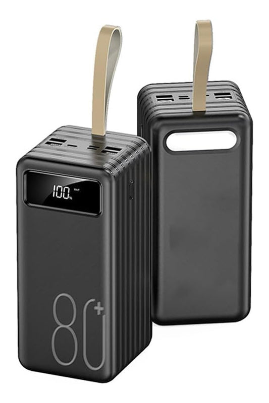 80.000mAh Powerbank Kamp Led Işıklı Kendinden Kablolu Powerbank 4xUsb-1TypeC-1Lightning Giriş