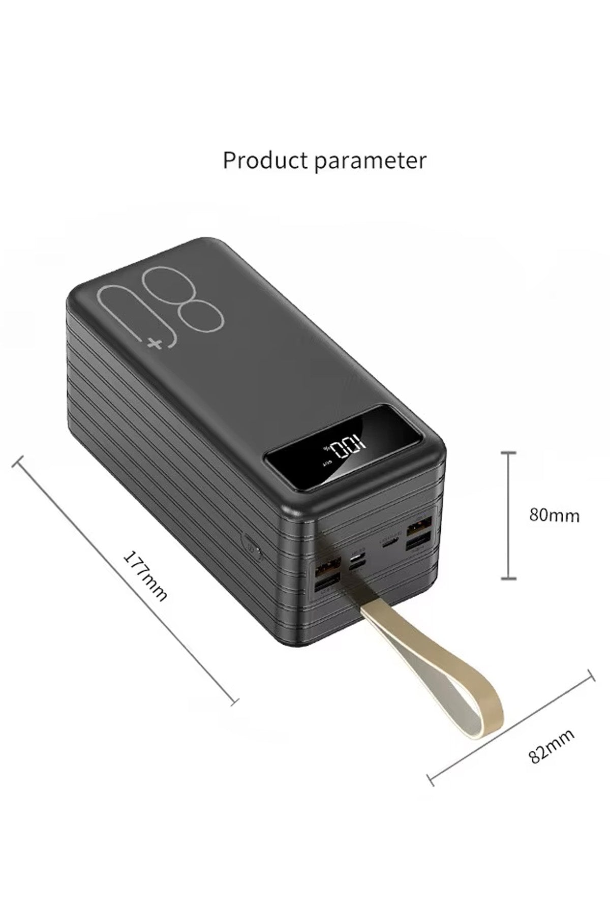 80.000mAh Powerbank Kamp Led Işıklı Kendinden Kablolu Powerbank 4xUsb-1TypeC-1Lightning Giriş