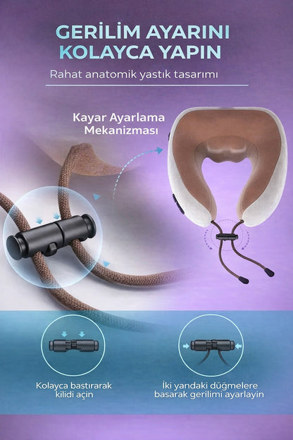 Şarjlı Boyun Masaj Yastığı 3 Modlu Taşınabilir Isıtmalı Masaj U-Şekli Yastık