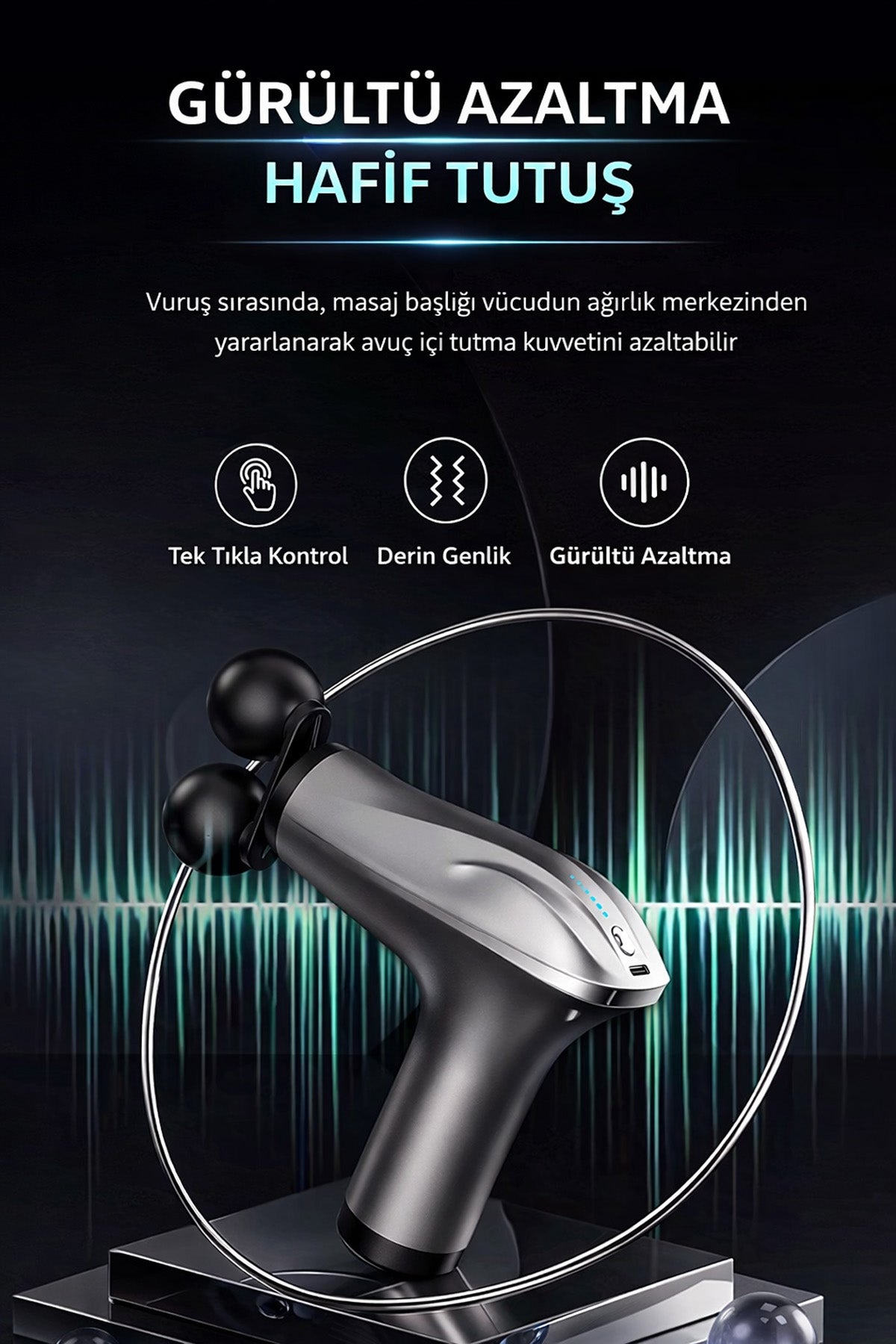 Çift Başlıklı Derin Doku Masaj Aleti 3200RPM Titreşimli Şarjlı Masaj Tabancası 6 Titreşim Modu