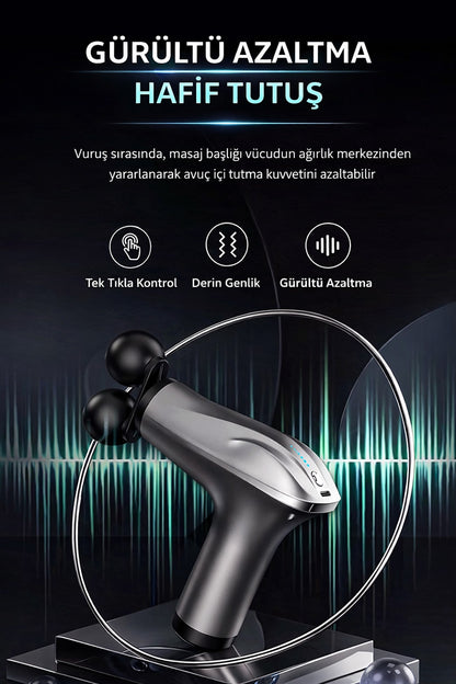 Çift Başlıklı Derin Doku Masaj Aleti 3200RPM Titreşimli Şarjlı Masaj Tabancası 6 Titreşim Modu