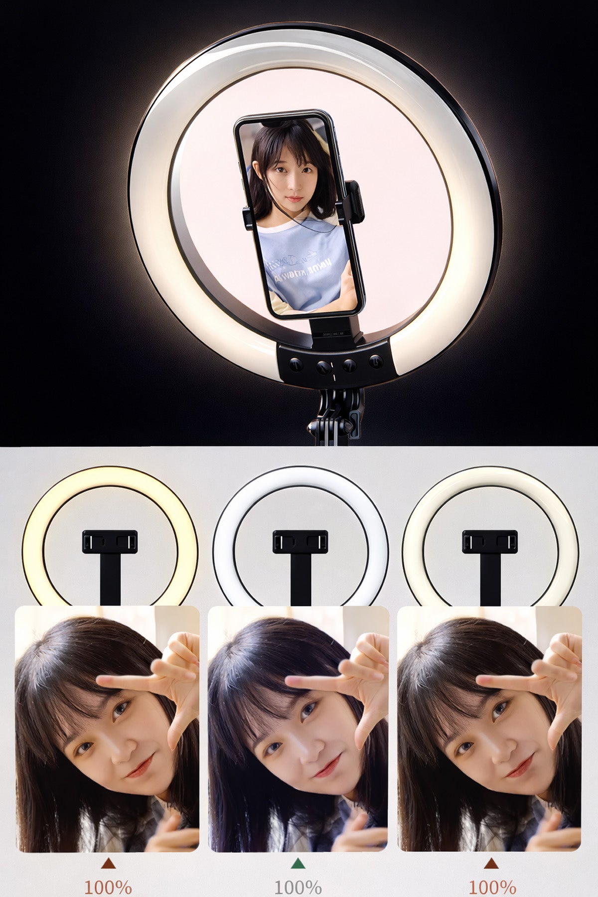 RGB Halka Işık Uzun Tripod Selfie Çubuğu 1.9m-1200 mAh Şarjlı Kumandalı Ring Light Telefon Tutucu