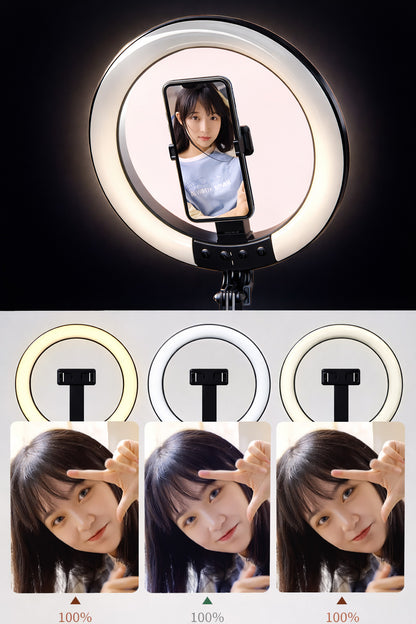 RGB Halka Işık Uzun Tripod Selfie Çubuğu 1.9m-1200 mAh Şarjlı Kumandalı Ring Light Telefon Tutucu
