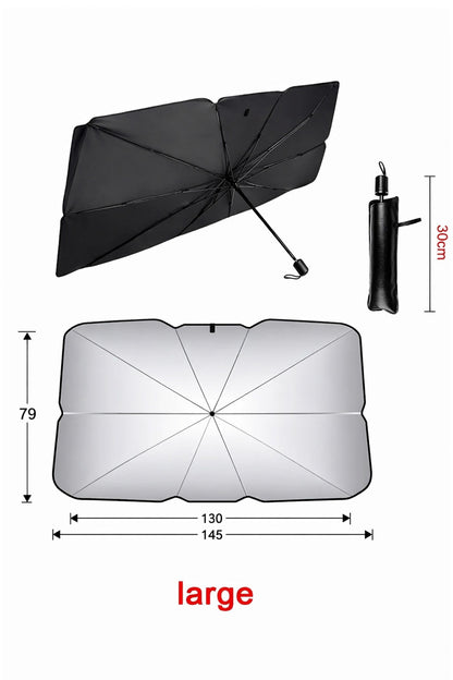 Araba Ön Cam Güneşlik Şemsiye Oto Araç İçi Cam Perdesi Güneş Koruma Perdesi 140x75cm Katlanabilir