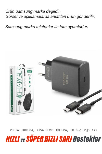 Samsung Galaxy Tab S8 / 5G / Wifi / Plus ile Uyumlu Şarj Aleti 45W Süper Hızlı Şarj
