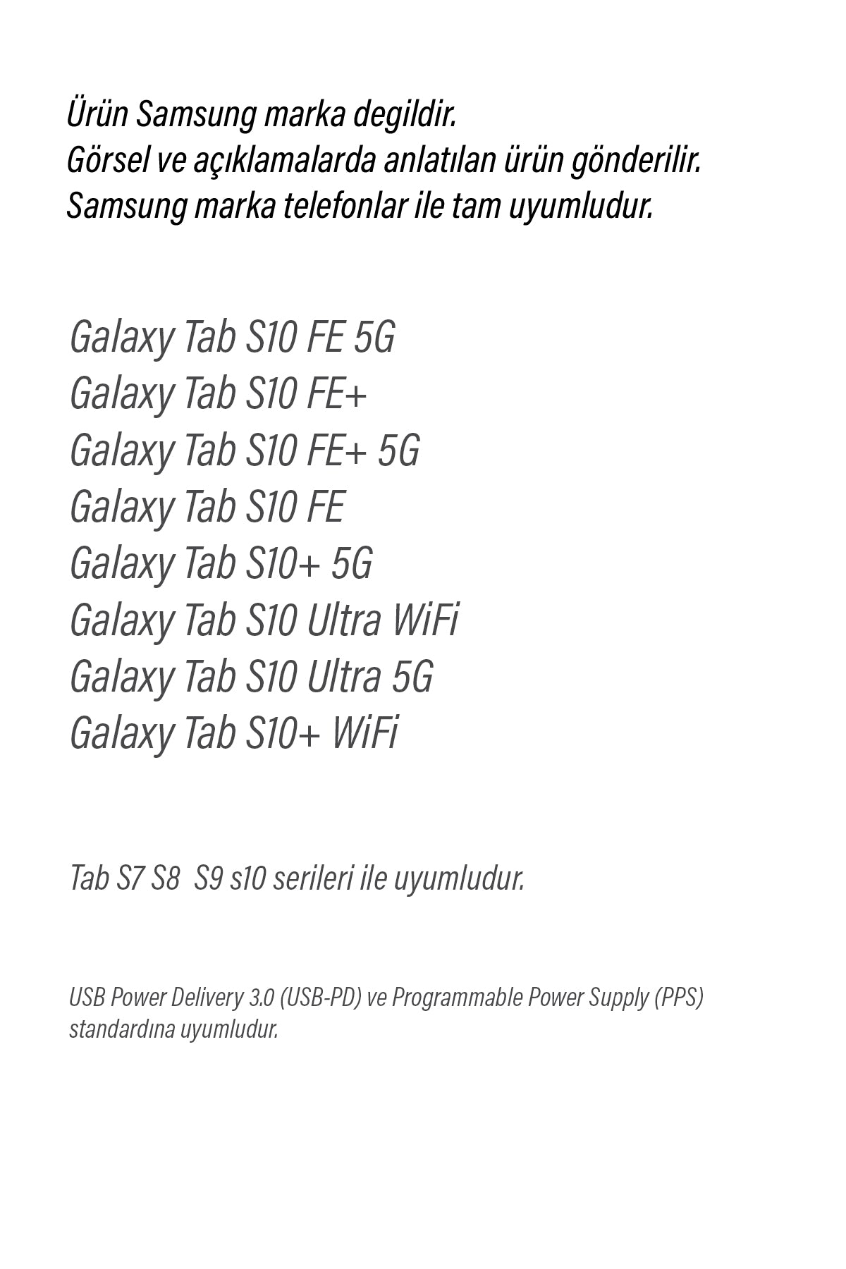 Samsung Galaxy Tab S10 - Tab S10 Ultra - Plus -  S10 FE ile Uyumlu Şarj Aleti 45W Süper Hızlı Şarj