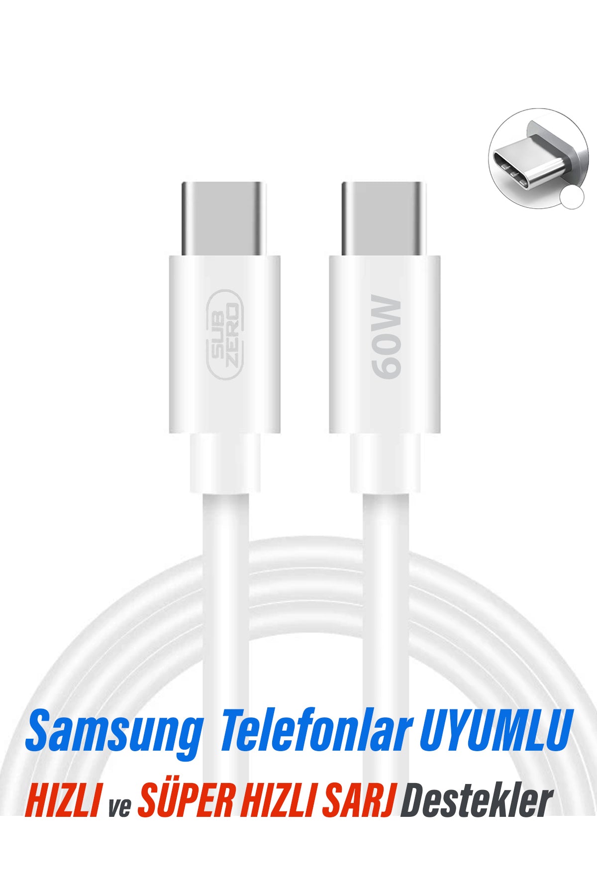 Samsung A53 A54 A55 A56 A57 Hızlı Şarj Kablosu Type-C - Type-C Şarj Kablosu 60W