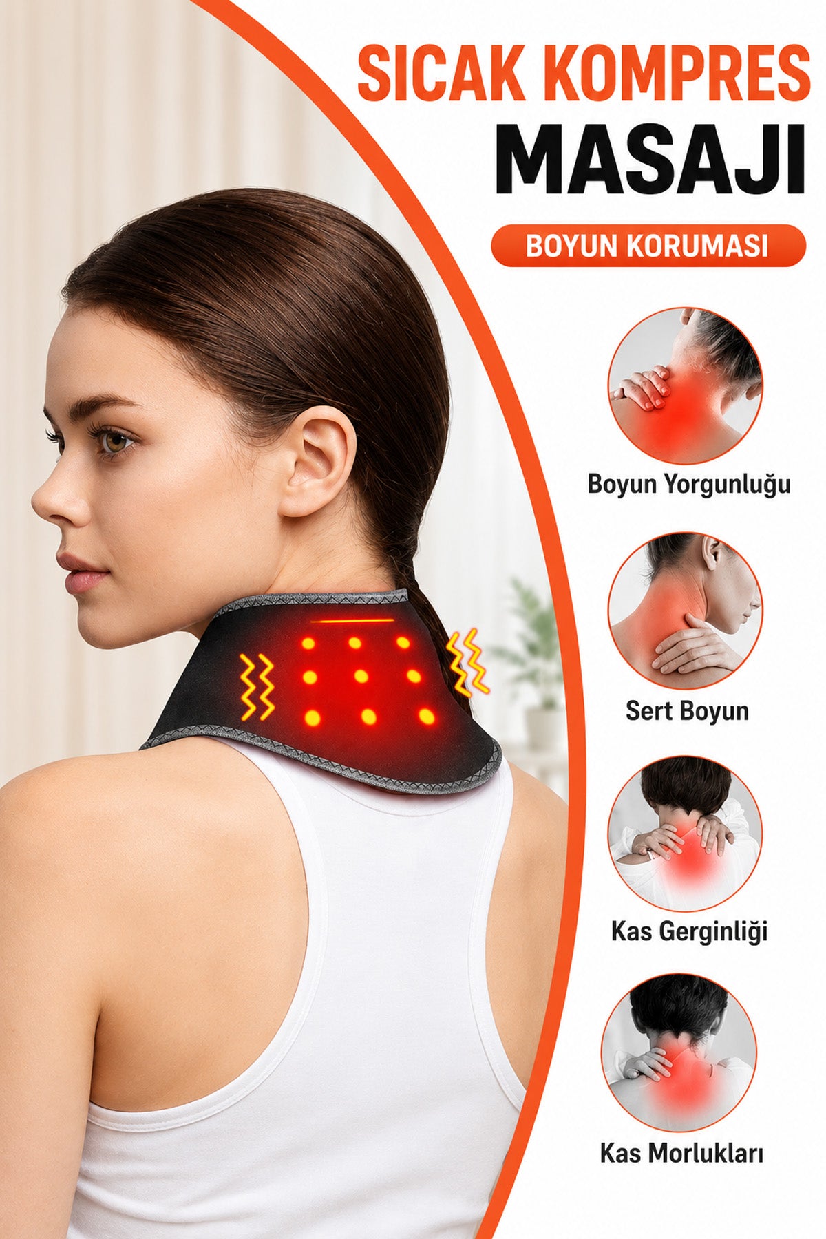 Isıtmalı Boyun Masaj Aleti 5 Isı Kademe Titreşimli Masaj Terapi Kas Rahatlatıcı 1800mAh Auhma AMG41