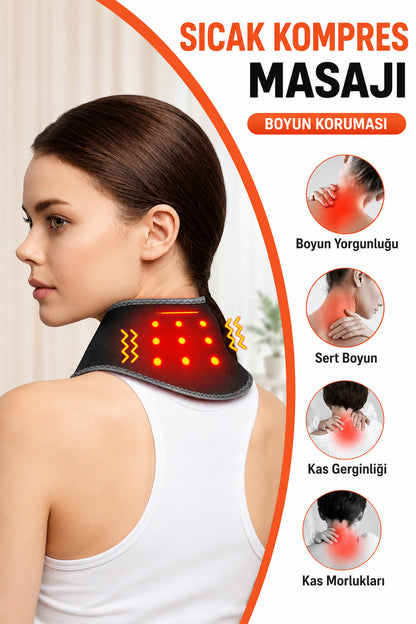 Isıtmalı Boyun Masaj Aleti 5 Isı Kademe Titreşimli Masaj Terapi Kas Rahatlatıcı 1800mAh Auhma AMG41