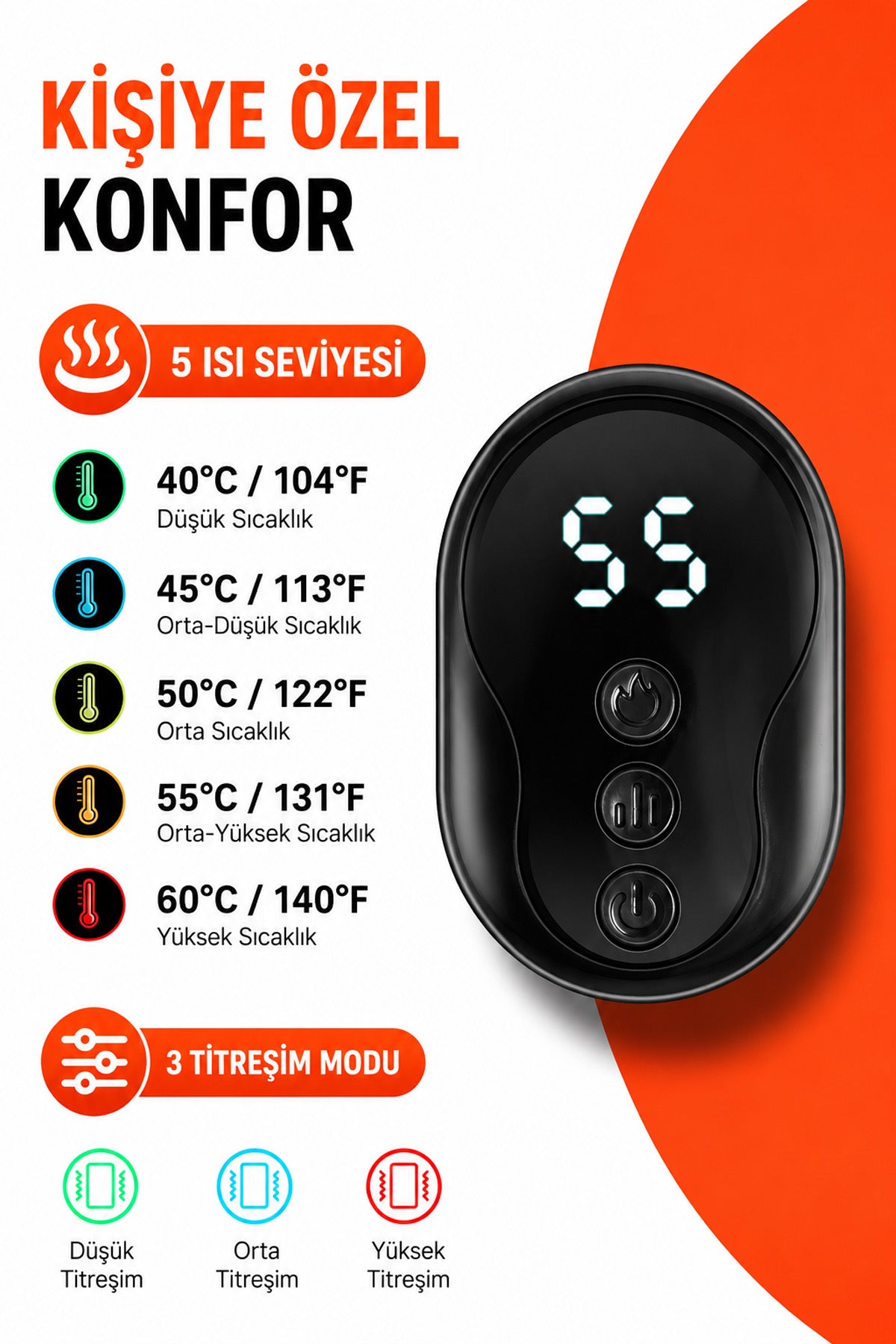 Isıtmalı Boyun Masaj Aleti 5 Isı Kademe Titreşimli Masaj Terapi Kas Rahatlatıcı 1800mAh Auhma AMG41