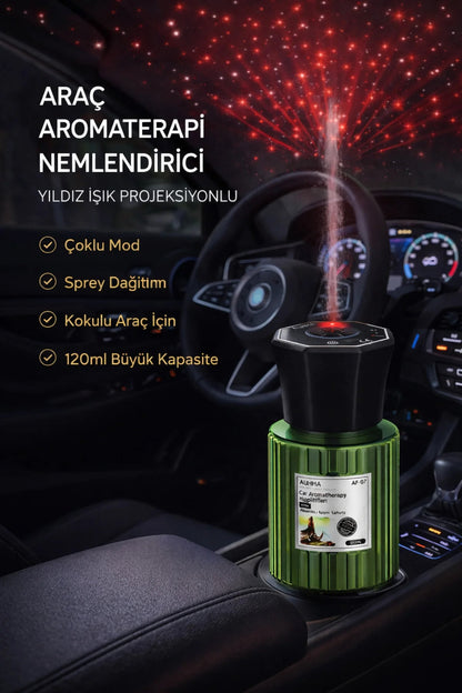 Araç İçi Nemlendirici Koku Şarjlı Buharlı Koku Difüzörü Hava Nemlendirme Yıldız Efektli CHANEL 120ml