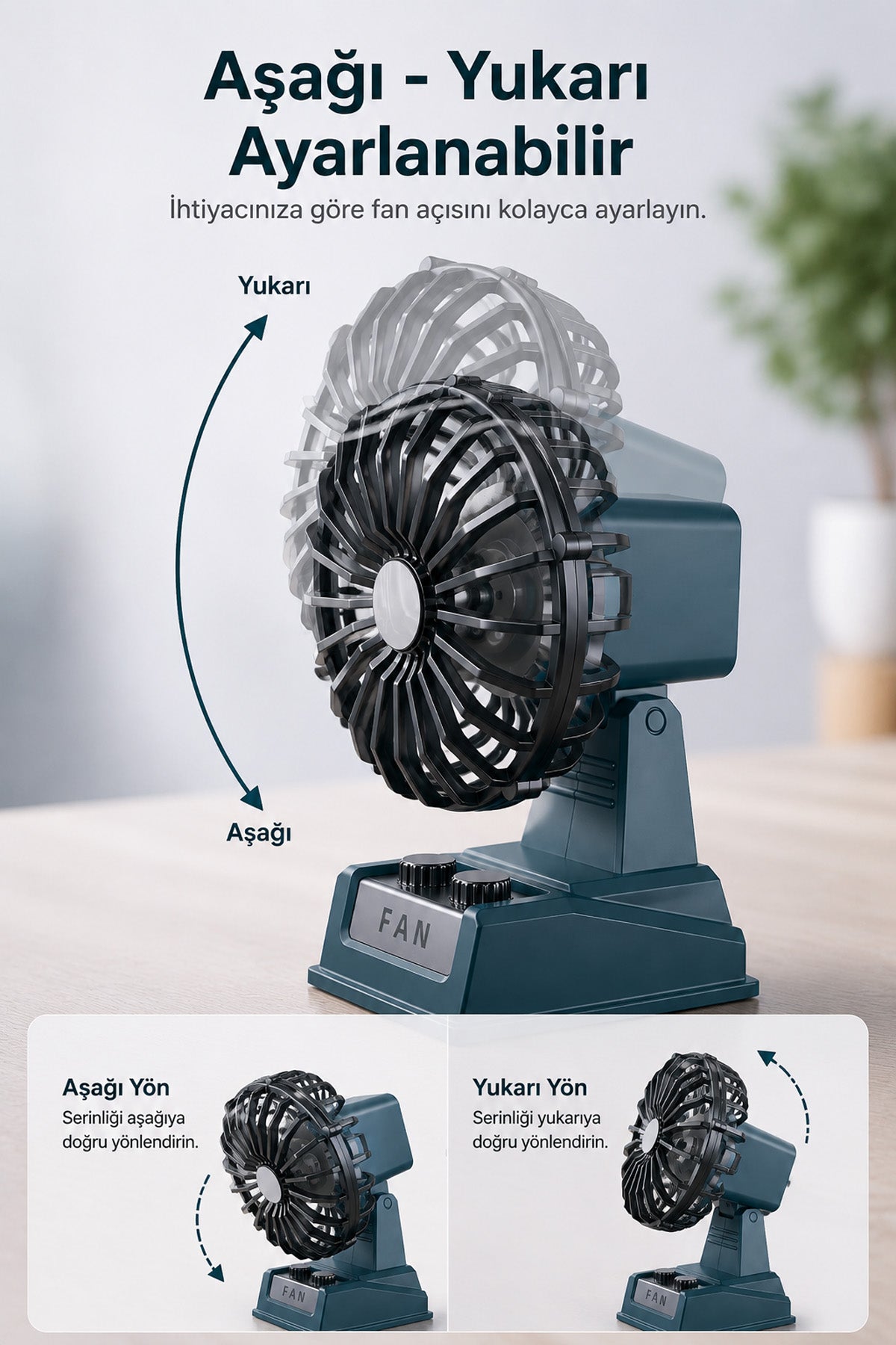 Şarjlı Masaüstü Mini Vantilatör Retro Tasarım 2 Kademeli Mini Fan 500 mAh Taşınabilir Fan