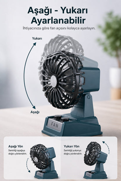 Şarjlı Masaüstü Mini Vantilatör Retro Tasarım 2 Kademeli Mini Fan 500 mAh Taşınabilir Fan