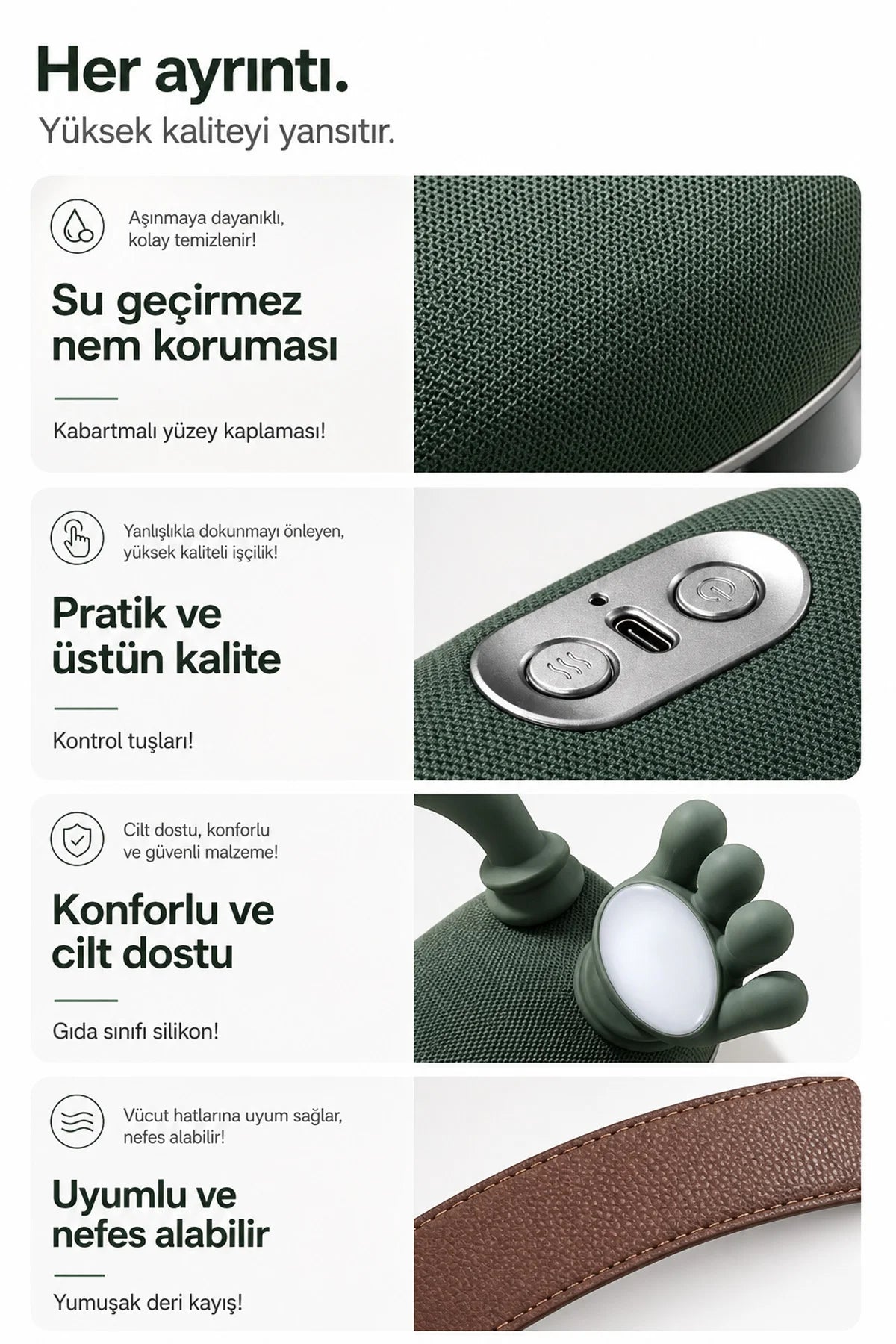 Ovmalı Omuz Boyun Masaj Aleti Yoğurma Sıcak Kompres Boyun Masaj Yastığı 4000 mAh Şarjlı Isıtmalı