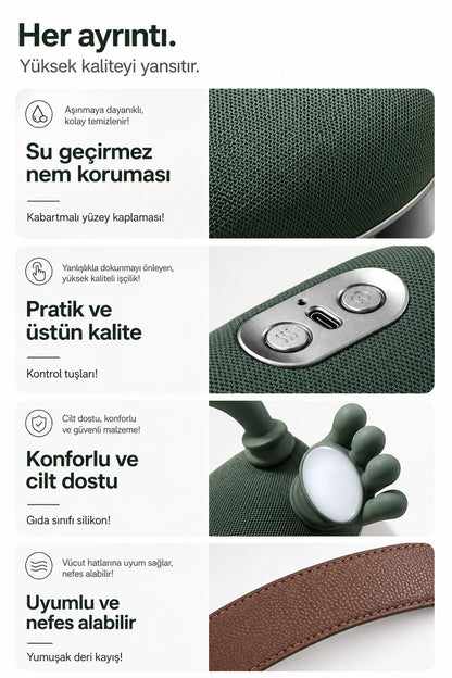 Ovmalı Omuz Boyun Masaj Aleti Yoğurma Sıcak Kompres Boyun Masaj Yastığı 4000 mAh Şarjlı Isıtmalı