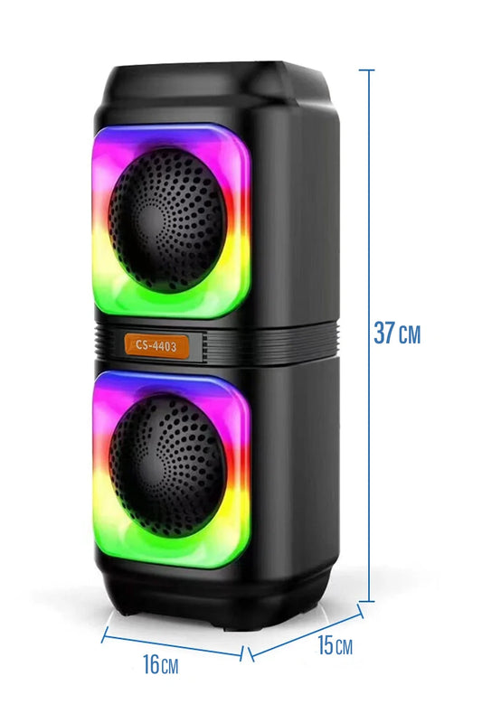 Bluetooth Hoparlör 10W Speaker TWS Kablolu Karaoke Mikrofon 2x4inç RGB Işıklı 1500mAh Batarya BLS-48