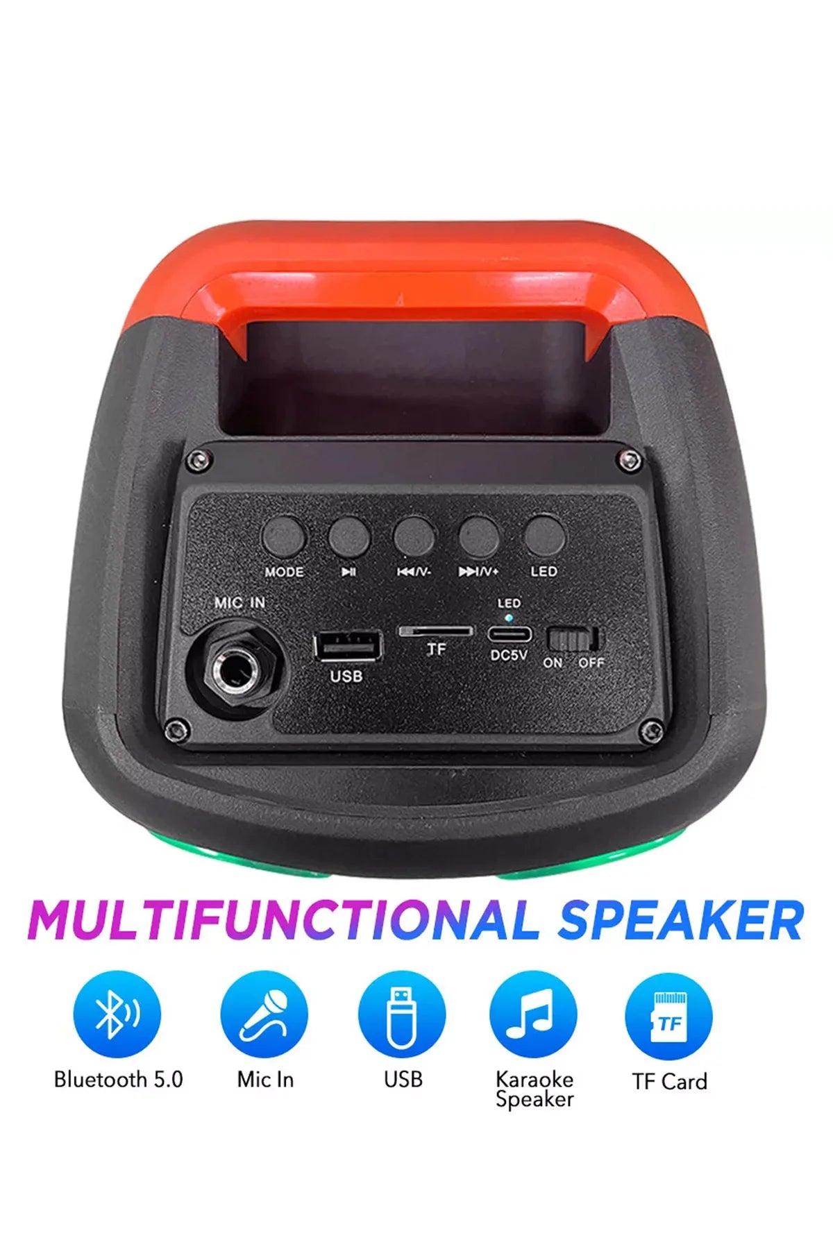Bluetooth Hoparlör 10W Speaker TWS Kablolu Karaoke Mikrofon 2x4inç RGB Işıklı 1500mAh Batarya BLS-48