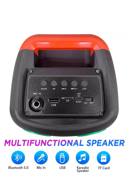 Bluetooth Hoparlör 10W Speaker TWS Kablolu Karaoke Mikrofon 2x4inç RGB Işıklı 1500mAh Batarya BLS-48