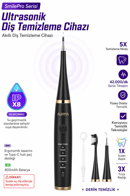 Diş Taşı Temizleme Cihazı Şarjlı Diş Fırçası Sonik Ultrasonik Akıllı Diş Taşı Temizleyici 5 Mod IPX8