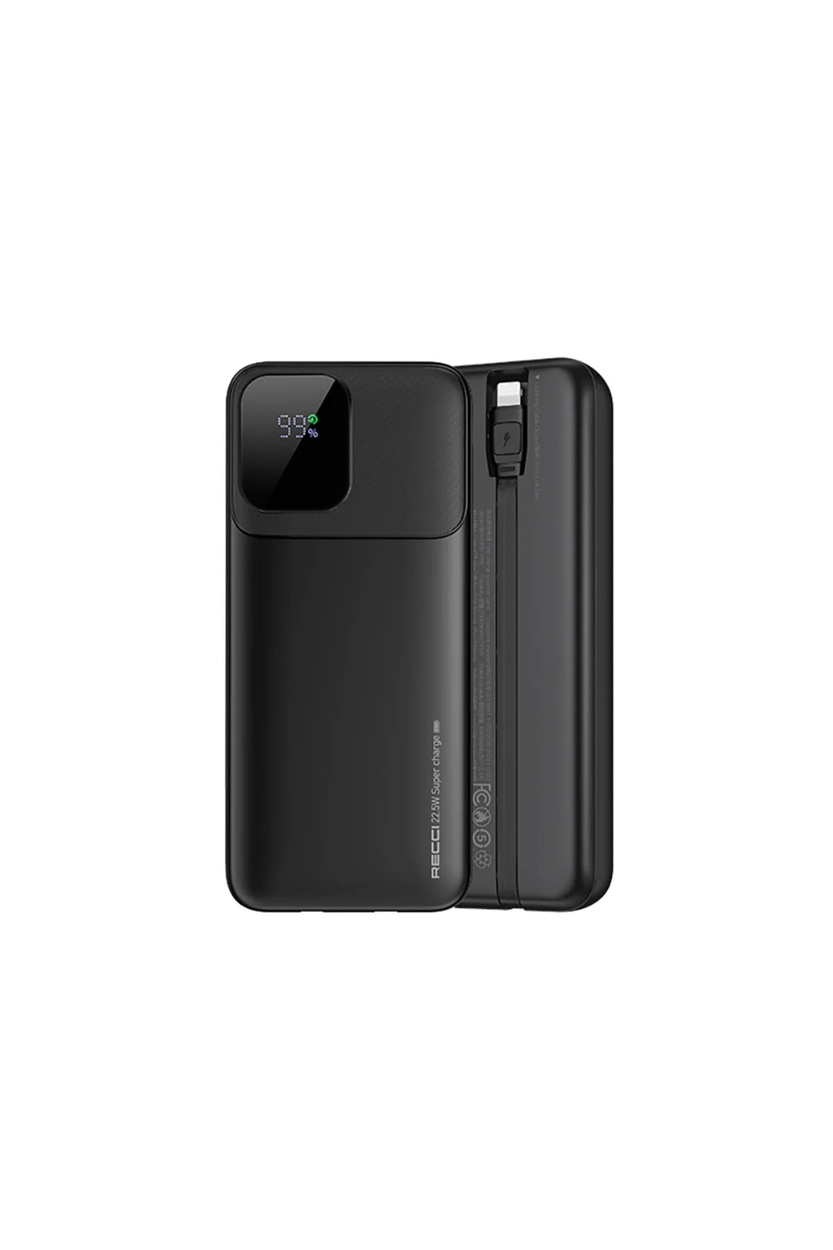 20000mAh Powerbank 22.5W Hızlı Şarj Type-C PD 20W Lightning Kablo Şarj Göstergeli RECCI RPB-P68