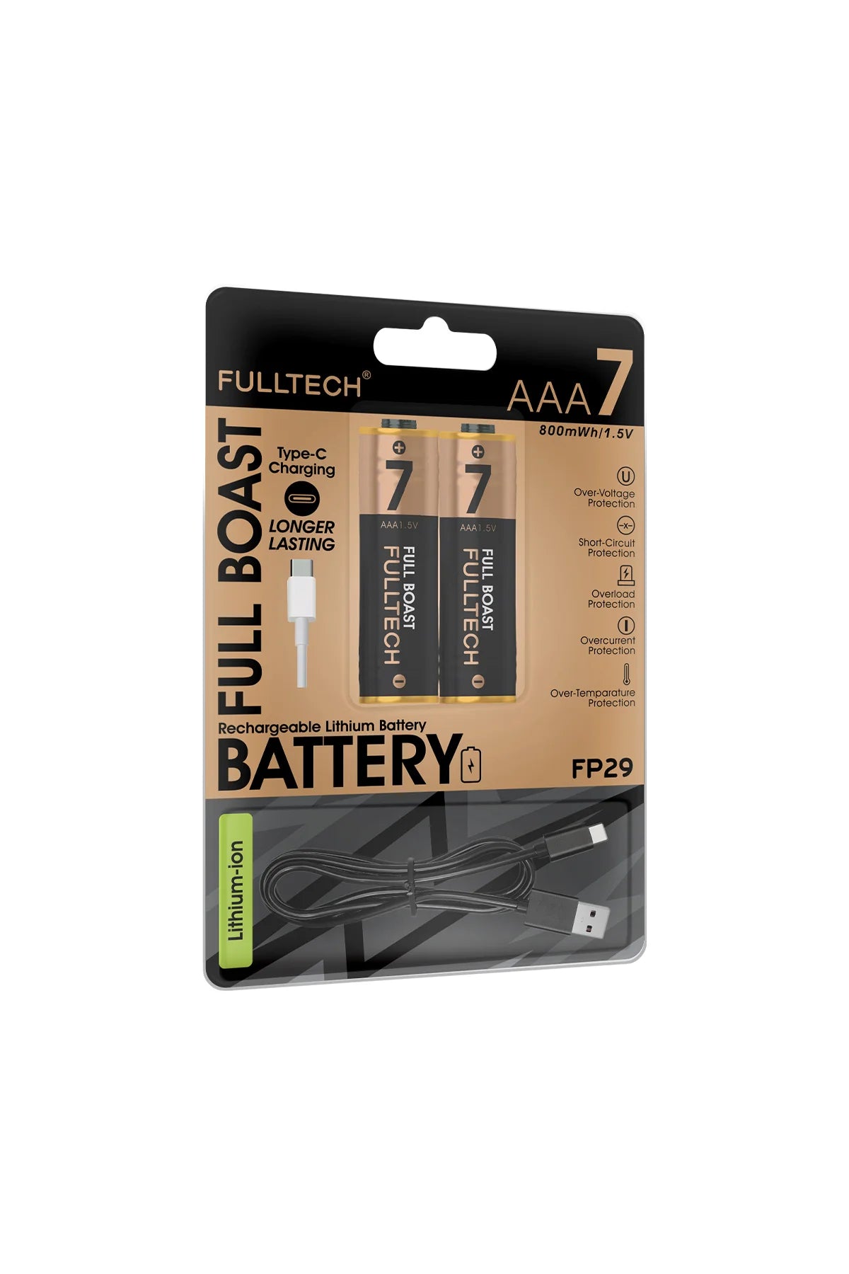 FP29 AAA Şarjlı Pil 2’li Set 800mWh 1.5V Type-C Şarjlı Lityum Pil Uzun Ömürlü Hızlı Şarj Ed