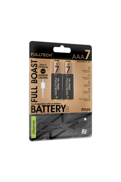 FP29 AAA Şarjlı Pil 2’li Set 800mWh 1.5V Type-C Şarjlı Lityum Pil Uzun Ömürlü Hızlı Şarj Ed