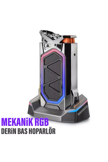 Subwoofer Hoparlör HIFI Mega Bass Speaker Mekanik Çakmak Tasarım 6-8 Saat Bluetooh 5.3 EDR 78dB