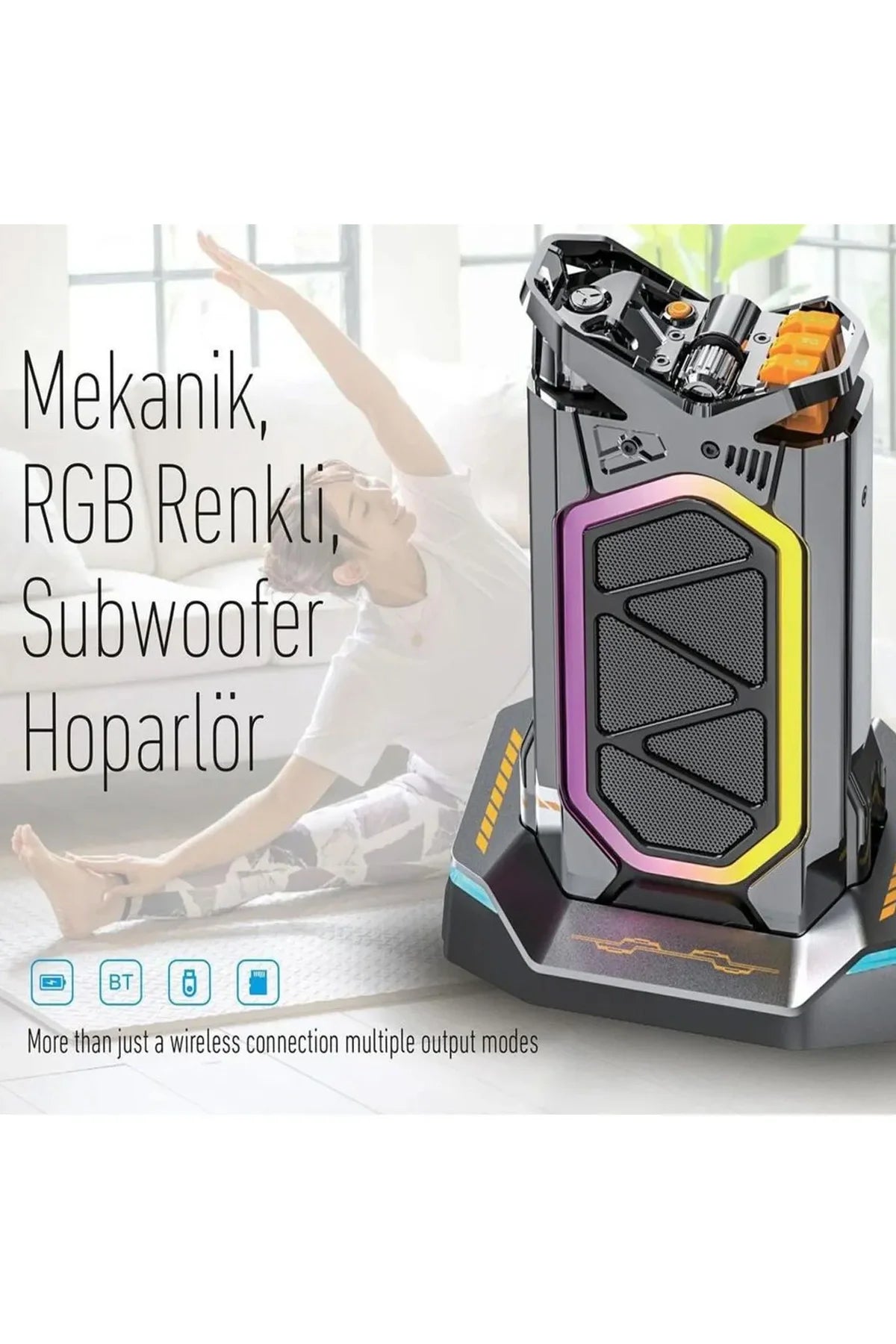 Subwoofer Hoparlör HIFI Mega Bass Speaker Mekanik Çakmak Tasarım 6-8 Saat Bluetooh 5.3 EDR 78dB