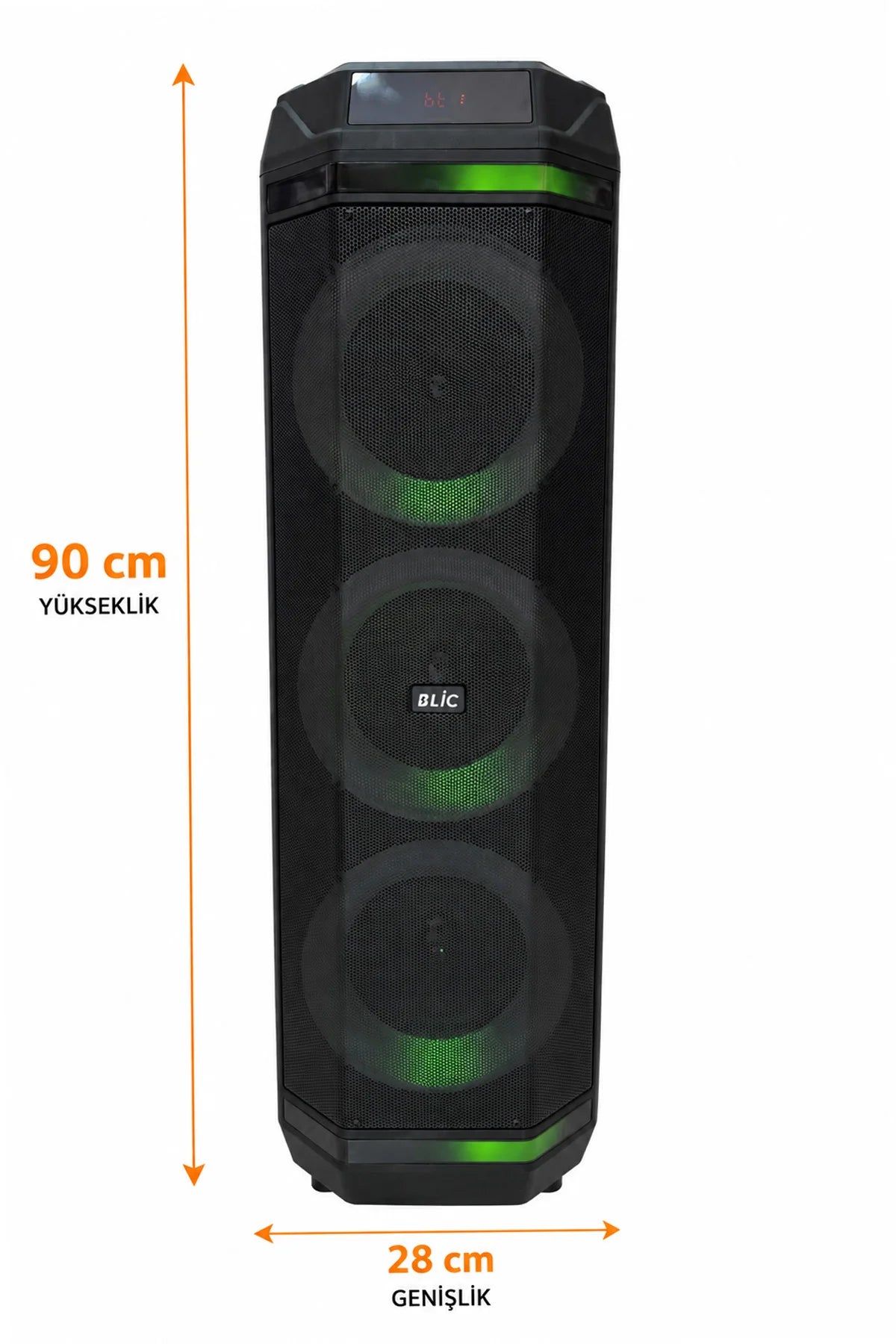 Büyük Boy Bluetooth Hoparlör 40W 3x8" RGB LED Kablosuz Mikrofonlu Karaoke Hoparlör Parti Ses Sistemi