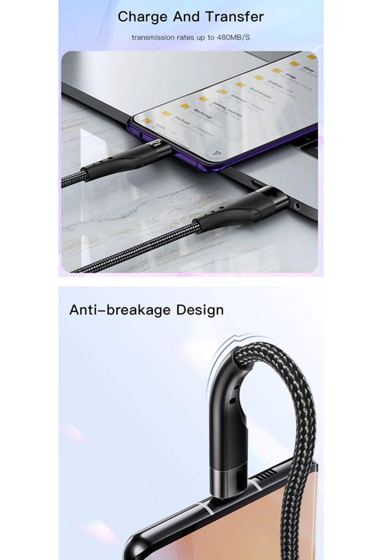 3 Metre USB Type C Kablo 2.4A 3m Uzun USB-C kablo Şarj ve Data Kablosu