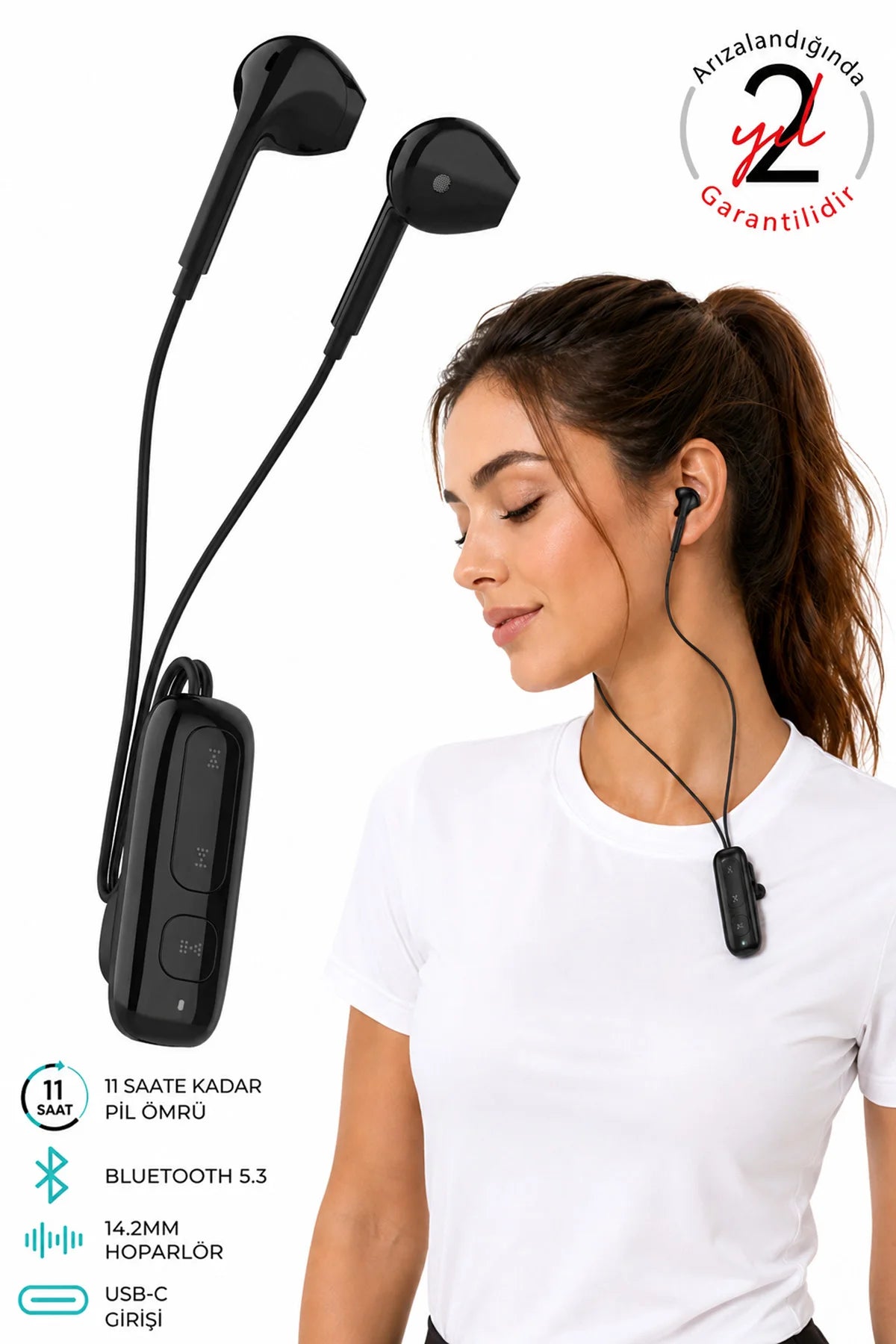 Yaka Klipsli Bluetooth Kulaklık Kulakiçi Kablolu Kablosuz TWS Mikrofonlu Yaka Kulaklık Boyun Asmalı