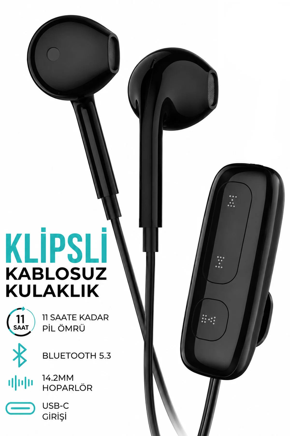 Yaka Klipsli Bluetooth Kulaklık Kulakiçi Kablolu Kablosuz TWS Mikrofonlu Yaka Kulaklık Boyun Asmalı