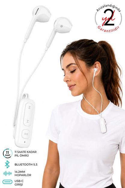 Yaka Klipsli Bluetooth Kulaklık Kulakiçi Kablolu Kablosuz TWS Mikrofonlu Yaka Kulaklık Boyun Asmalı
