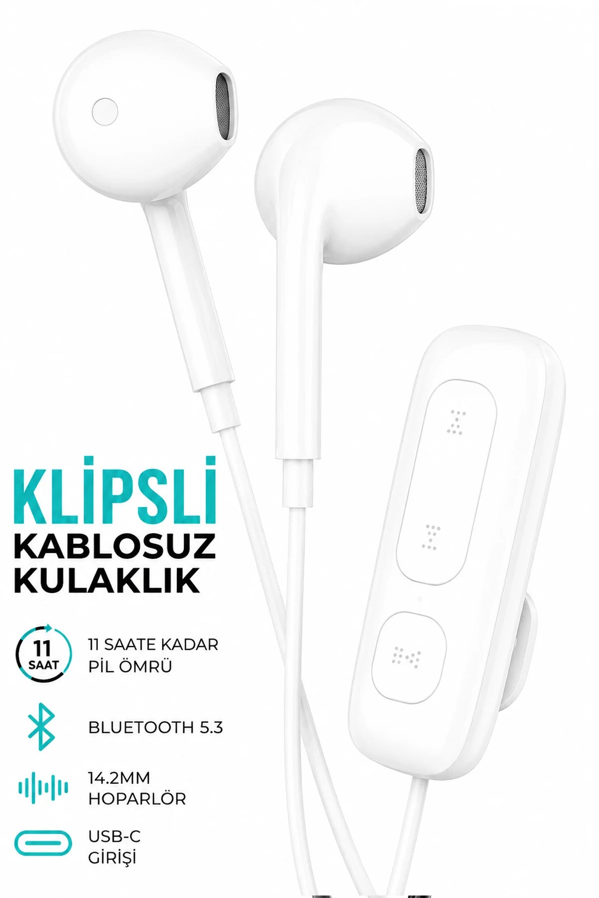Yaka Klipsli Bluetooth Kulaklık Kulakiçi Kablolu Kablosuz TWS Mikrofonlu Yaka Kulaklık Boyun Asmalı