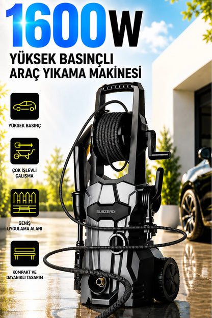 Ev Tipi Araç Yıkama Makinesi Kablolu Evde Oto Yıkama Cihazı 1600W 75 Bar Basınçlı Su