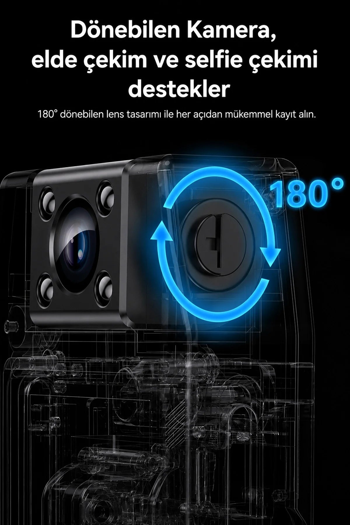 Yaka Vücut Kamerası Gece Görüşlü Aksiyon Kamera Body Camera 1080P 1.3inch HD Ekranlı
