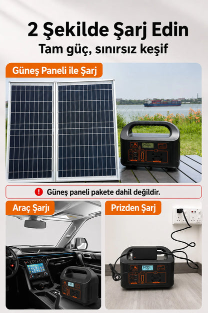 Taşınabilir Güç İstasyonu 150W 52.500 mAh Power Station AC Prizli USB DC Çıkışlı