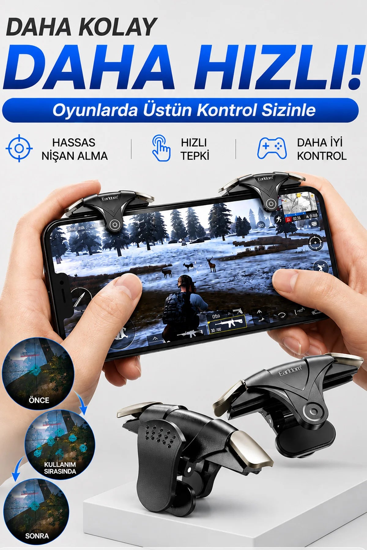 Telefon Tetik Tuşu Oyun Tetiği Gamer Oyun Konsolu Pubg vs Çeşitli Oyunlarla Uyum 2 li set