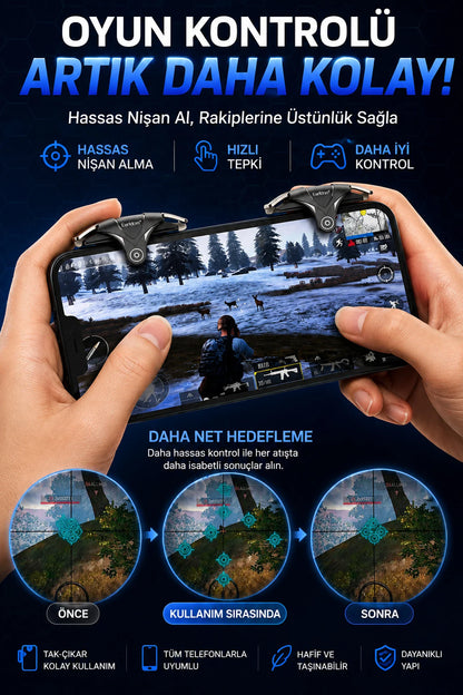 Telefon Tetik Tuşu Oyun Tetiği Gamer Oyun Konsolu Pubg vs Çeşitli Oyunlarla Uyum 2 li set
