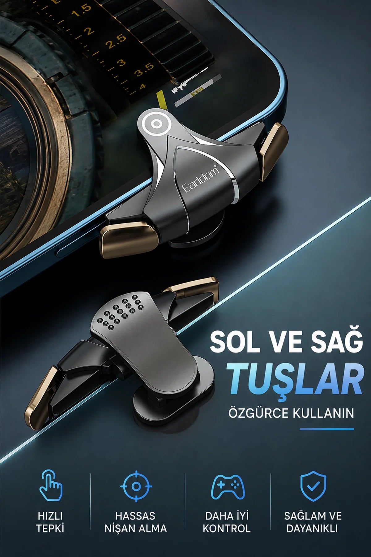 Telefon Tetik Tuşu Oyun Tetiği Gamer Oyun Konsolu Pubg vs Çeşitli Oyunlarla Uyum 2 li set