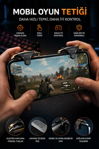 Telefon Tetik Tuşu Oyun Tetiği Gamer Oyun Konsolu Pubg vs Çeşitli Oyunlarla Uyum 2 li set