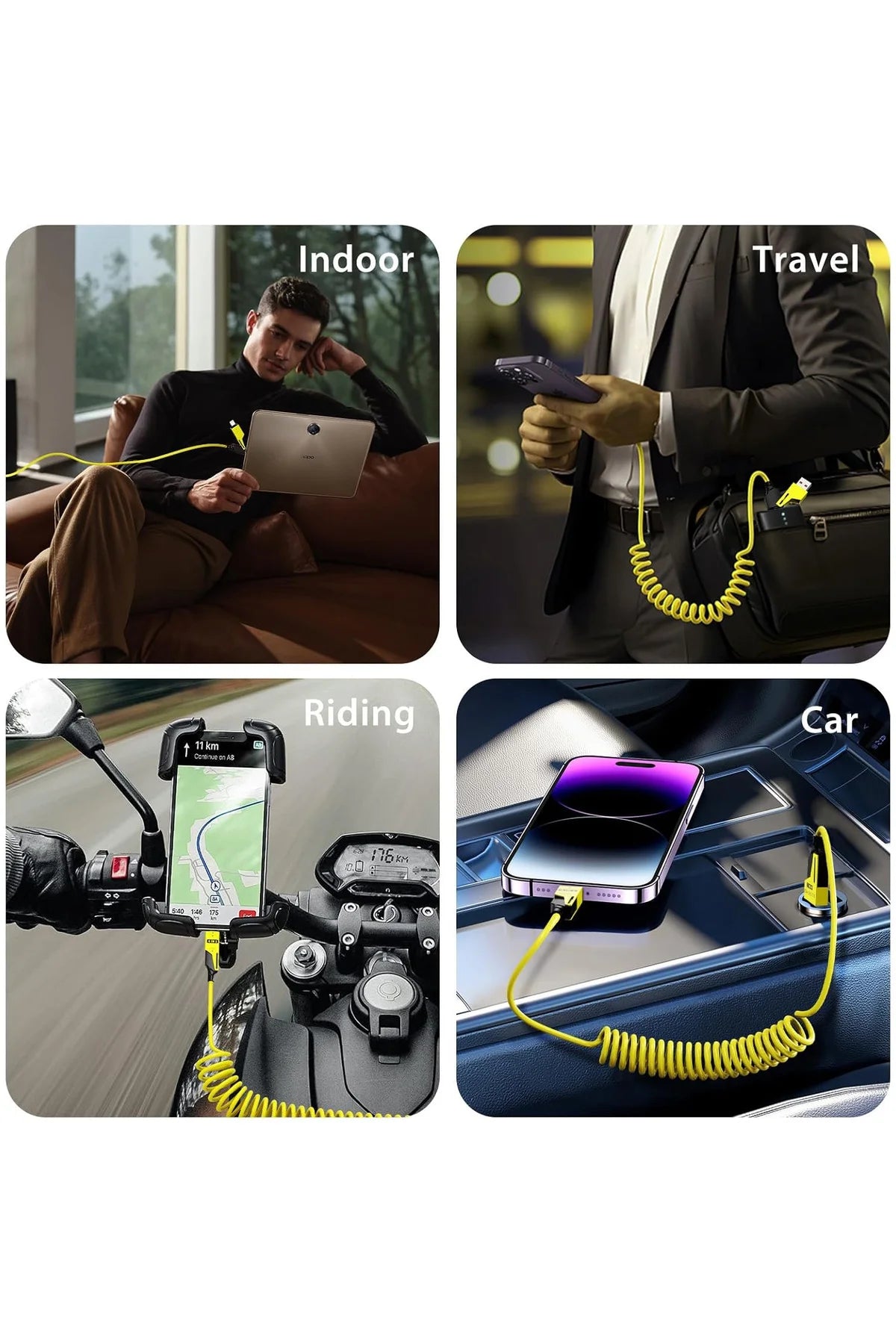 65W Çok Fonksiyonlu 4'ü Bir Arada USB Type C Lighting Mikro Çoklu Şarj Kablosu PD Hızlı Şarj