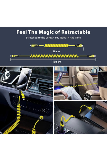 65W Çok Fonksiyonlu 4'ü Bir Arada USB Type C Lighting Mikro Çoklu Şarj Kablosu PD Hızlı Şarj