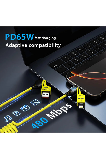 65W Çok Fonksiyonlu 4'ü Bir Arada USB Type C Lighting Mikro Çoklu Şarj Kablosu PD Hızlı Şarj
