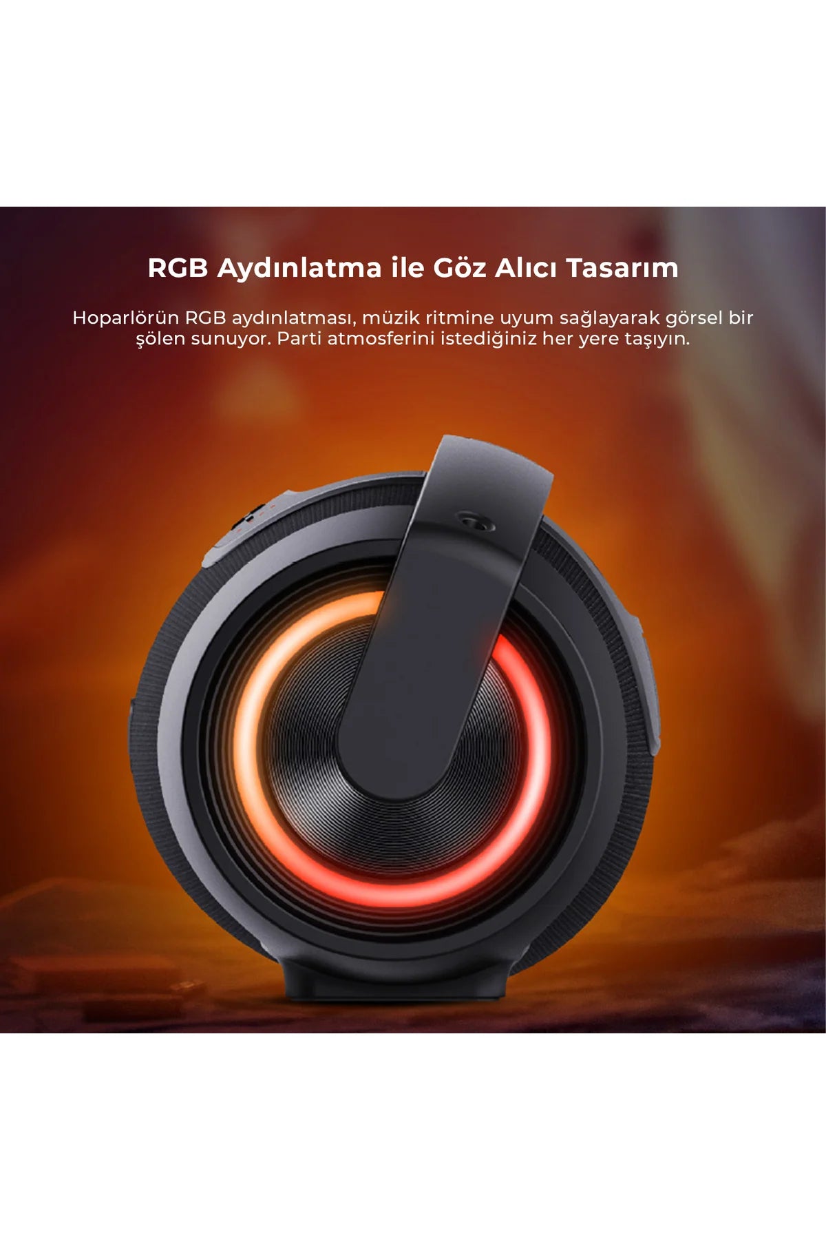 Lecoo DS151 40W Kablosuz Bluetooth 5.0 RGB TWS Boombox Stereo Taşınabilir Hoparlör Siyah